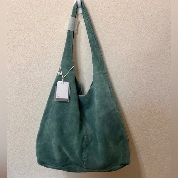 Haute Hippie Stone Teal Suede Hobo Bag - Picture 5 of 10